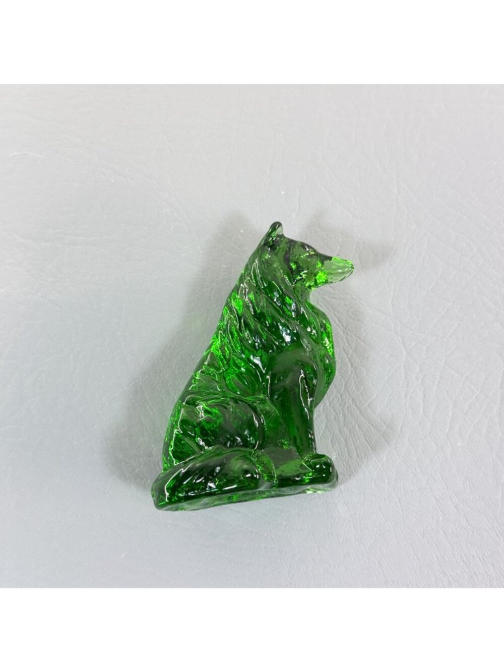 Vintage Mosser Glass Emerald Green Collie Dog Figurine Seated Shepherd 3.75" - Picture 11 of 14